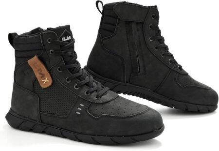 ILM Motorcycle Leather Shoes for Men Waterproof Anti-Slip with Ankle Support Model UB305