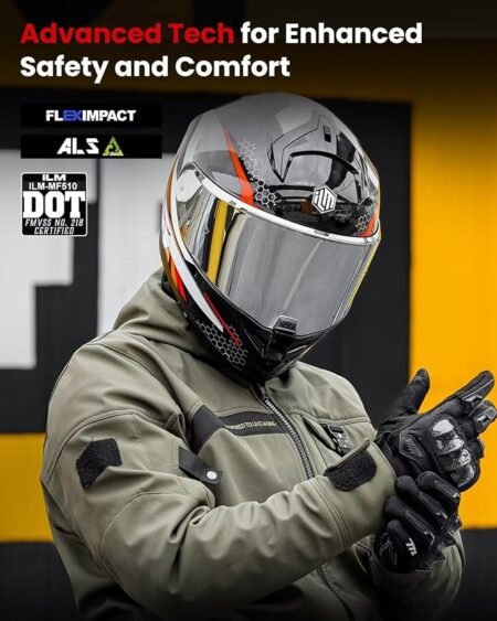 ILM Motorcycle Helmets Full Face for Men Women with Pinlock Powersports Street Racing Cascos para Motos DOT Model MF510