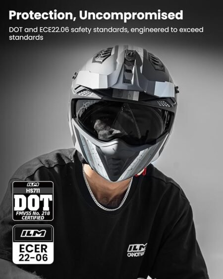 ILM Open Face Motorcycle 3/4 Half Helmet DOT ECE for Adult with Tinted Clear Visor Moped ATV Cruiser Scooter Model HS711