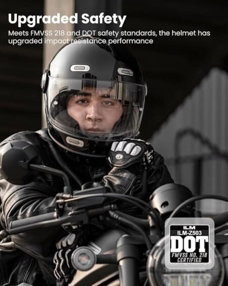 ILM Full Face Motorcycle Helmet Retro for Adult with Visor Vintage Helmets for Cruisers Scooters Mopeds Pinlock Compatible DOT Model Z503